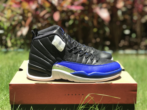 Pure original Air Jordan 12 _Hyperroy_ black blue playoffs_ CT8013-041 Size_ 40-47.5-e352468f
